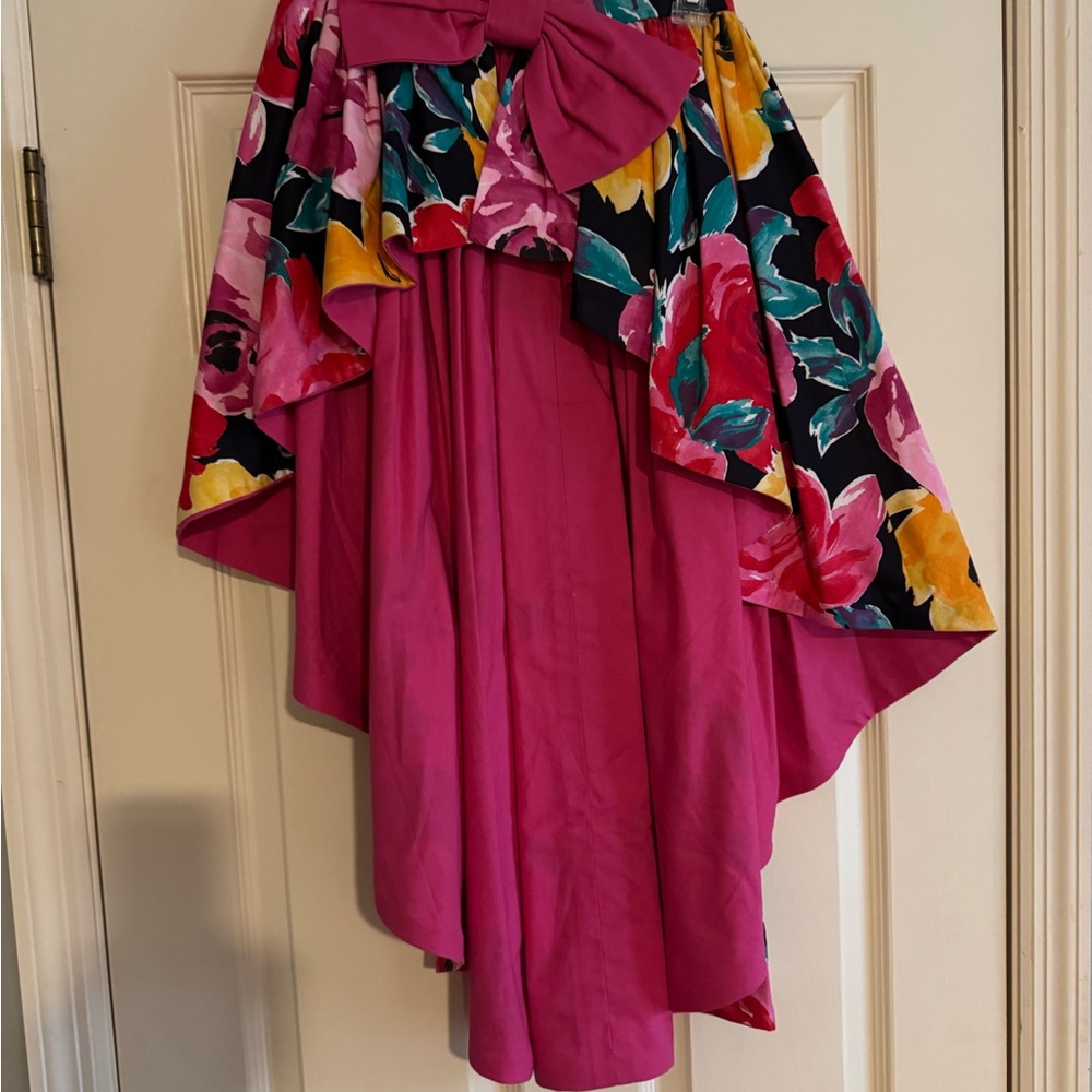 Floral Pink High-Low Skirt 80’s Vintage